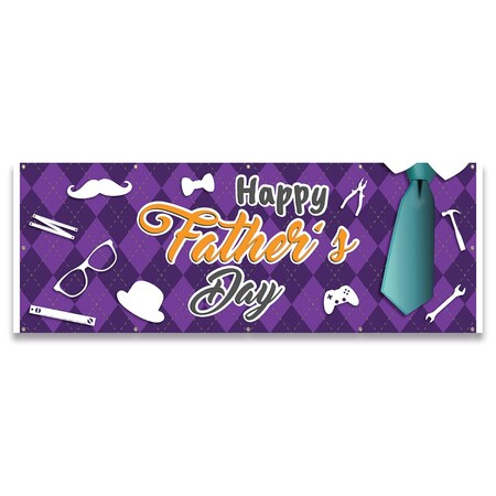 Signmission Happy Fathers Day Banner Concession Stand Food Truck Single Sided B-120-30084